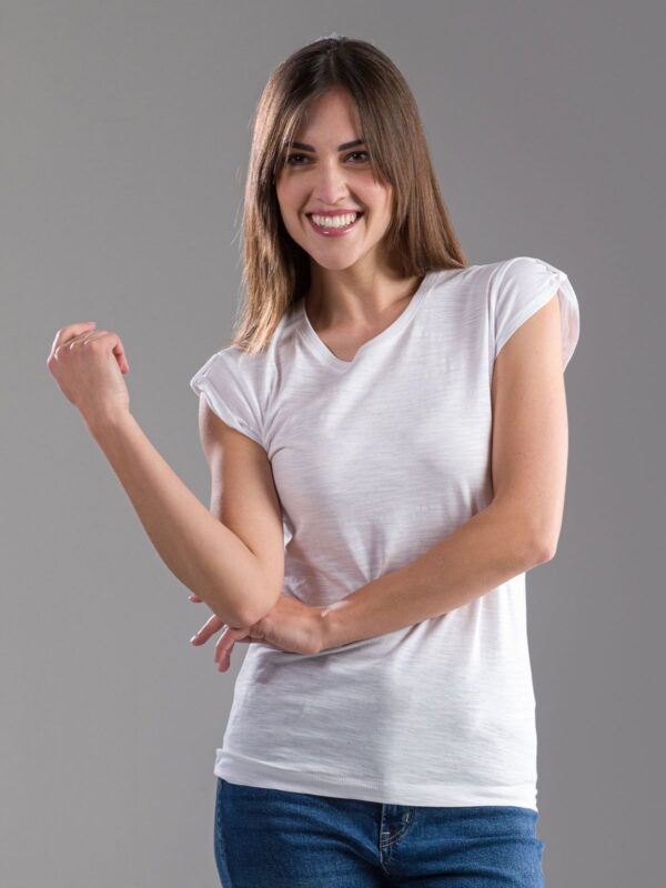 10x Tee Donna mix size Slub Bianco - immagine 2